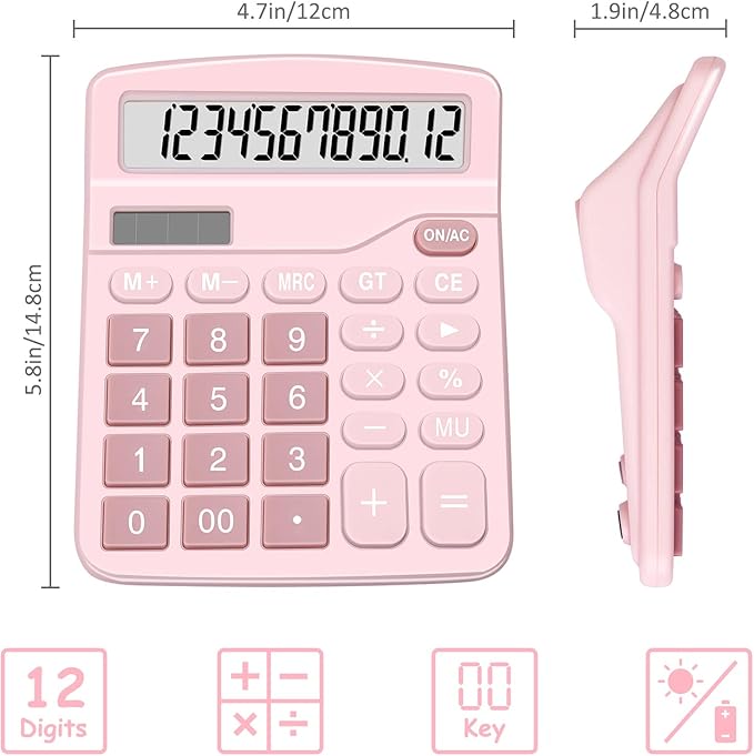 Calculators, Splaks 2 Pack Standard Functional Desktop Calculators Sola and AA - Image 4