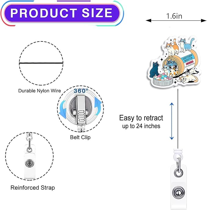 2pc Cat Nurse Badge Reel, Funny Cute Work Badge Holder - Image 3
