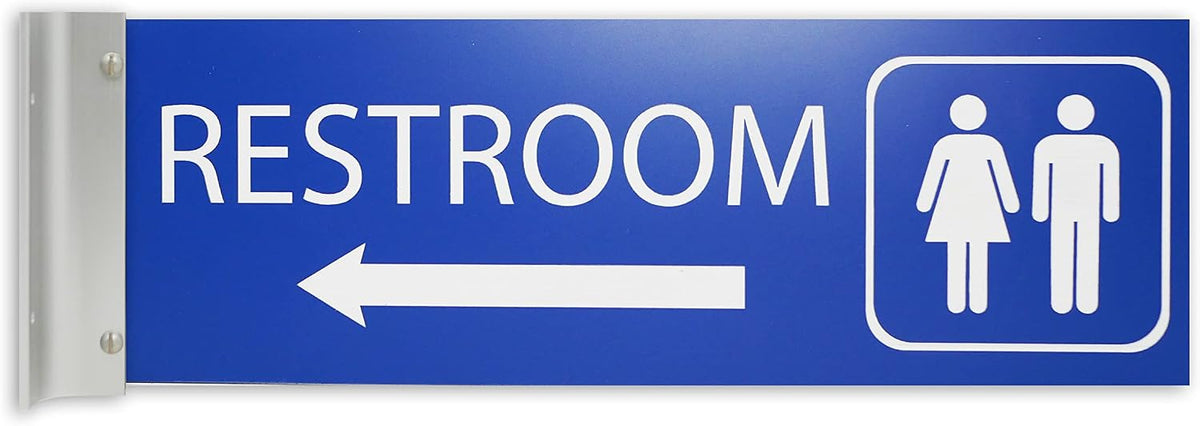 ALPHA DOG SIGNS Corridor Projecting Hallway Bathroom Sign, Left Arrow,