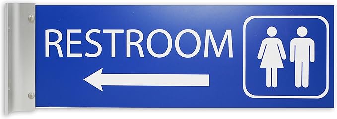 ALPHA DOG SIGNS Corridor Projecting Hallway Bathroom Sign, Left Arrow, by AlphaDog