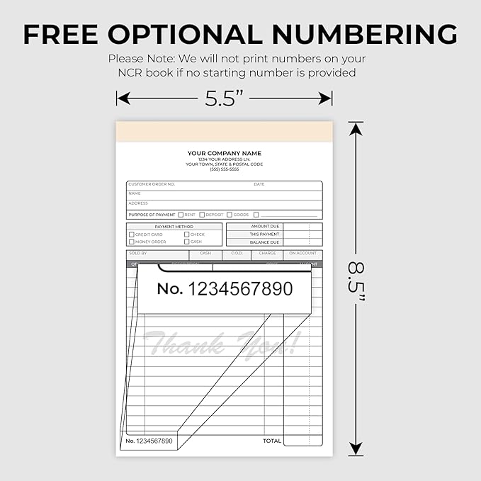 Custom 5.5" x 8.5" Carbonless NCR Books in 2-Part Duplicate Invoices, Work - Image 5