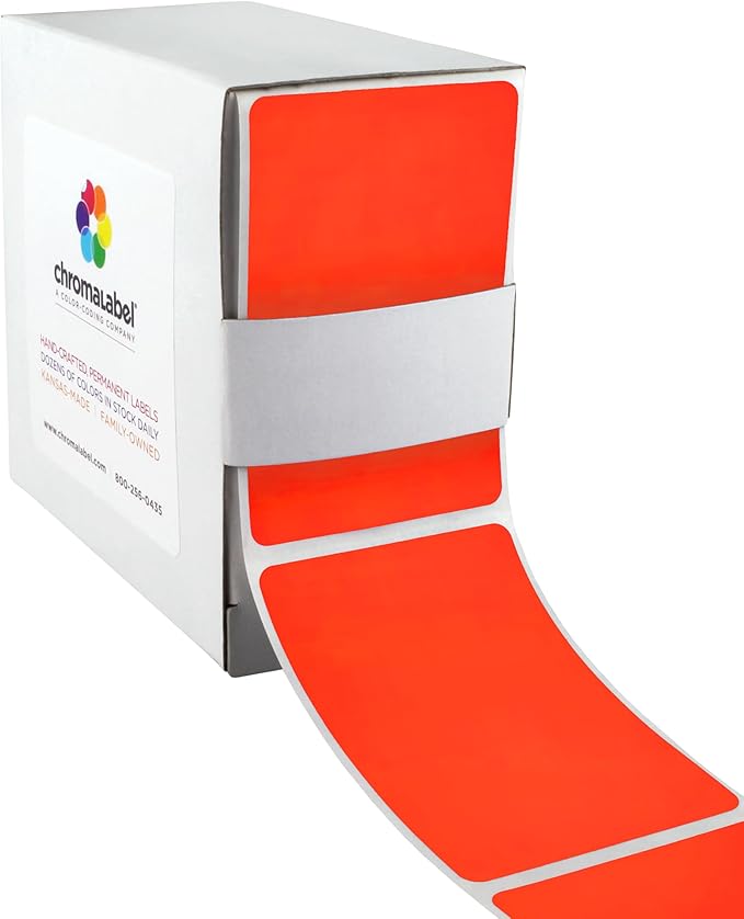 ChromaLabel 2 x 3 inch Permanent Color Code Rectangle Labels, 250 Labels per by ChromaLabel