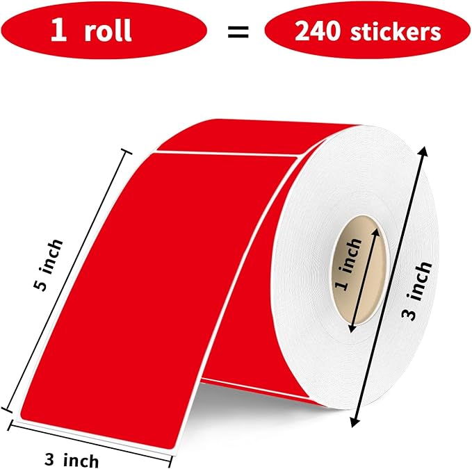 3×5 Inch Red Removable Thermal Labels, Waterproof Thermal Label, 240 Sheets per - Image 3