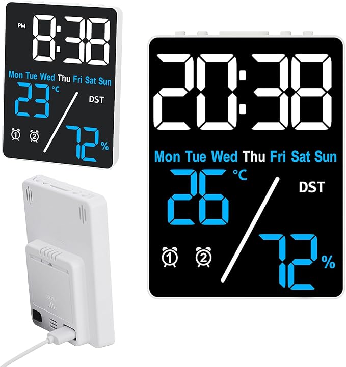 Kytree Digital Room Thermometer Hygrometer Alarm Clock, 5.9 inch Desktop by Kytree