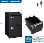 PEUKC 2-Drawer File Cabinet, 16.3" Deep Vertical Metal Filing Cabinet - Image 3
