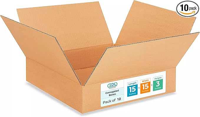 Medium Moving & Shipping Boxes 15x15x3 inches by IDLPackaging