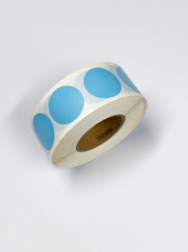 1 Inch Round Color Coding Labels, 1000 Dots Per Roll Sky Blue Color Coded Dot - Image 2