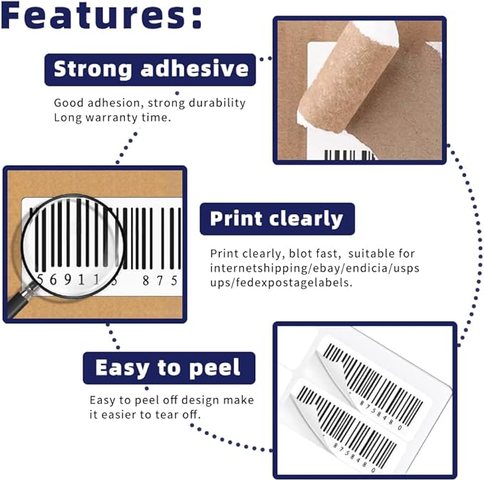 POLYSELLS 1" x2-5/8 Self Adhesive Address Labels, 30UP Blank Shipping Labels - Image 3