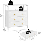Edbuosy 3 Wooden Drawers Night Stand, 27 Inch Wide Nightstand - Image 3