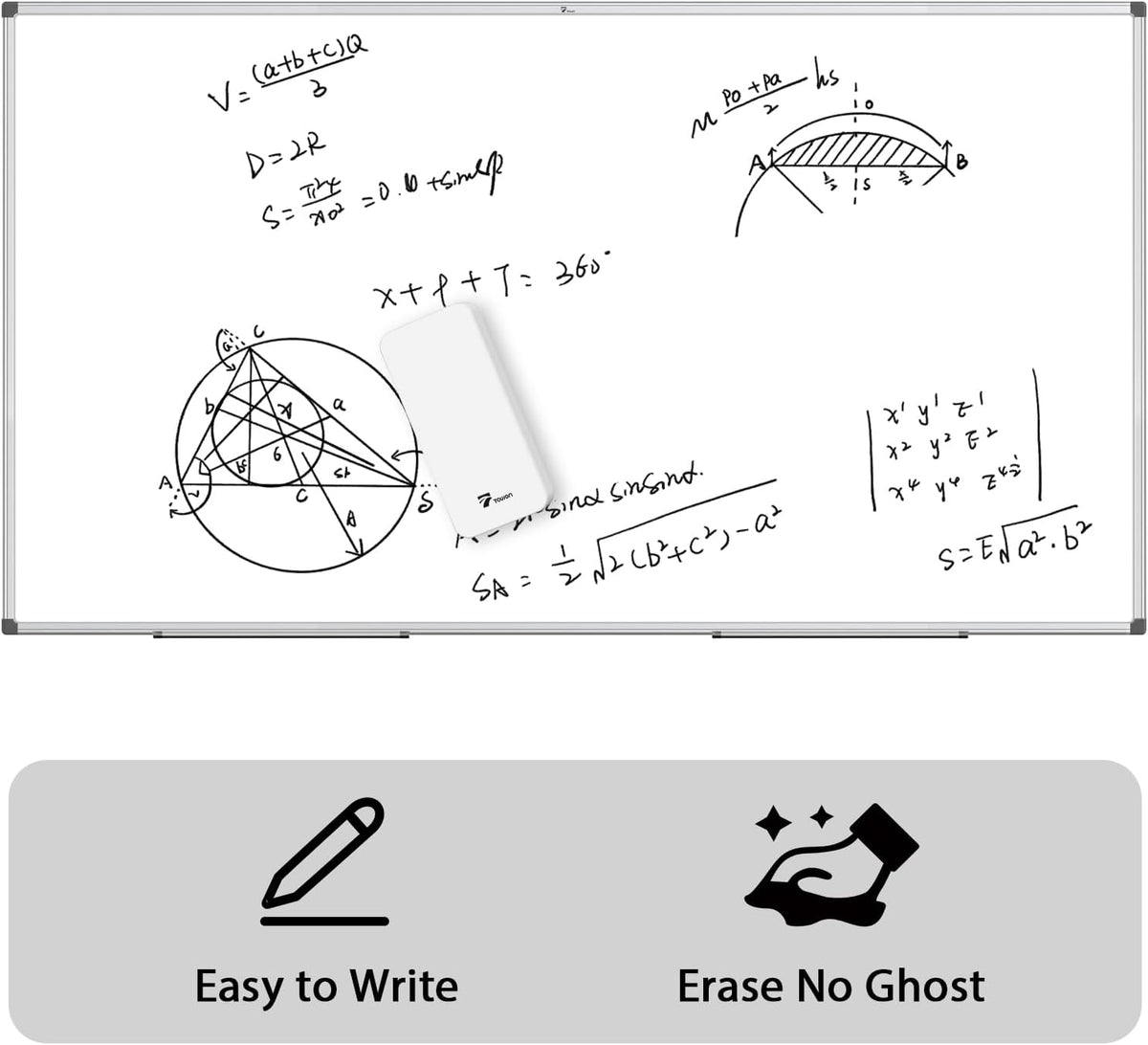 TOWON Magnetic Dry Erase Board 72x40 in, Aluminum Frame, Silver Border