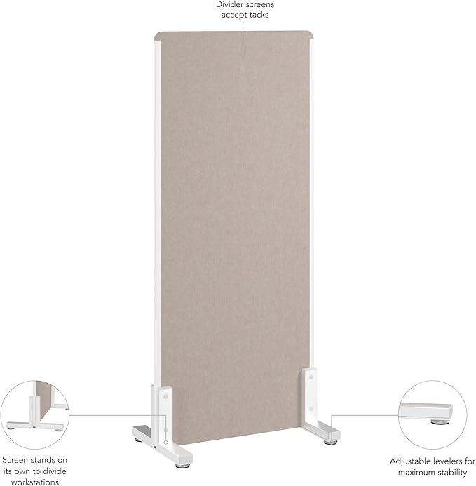 Bush Business Furniture 24W x 55H Freestanding Privacy Screen in Warm Beige - Image 6