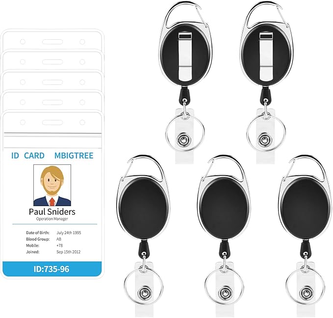 5 Pack ID Badge Holder, Badge Holder Retractable Clip by moeverEx