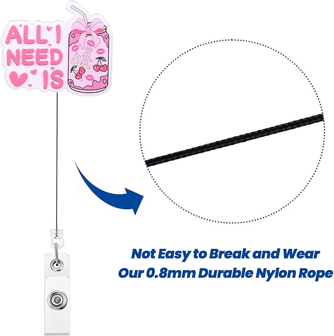 Pink Bow Soda Funny Nurse Badge Reel, Cute Coquette Soda Pop Retractable ID - Image 5