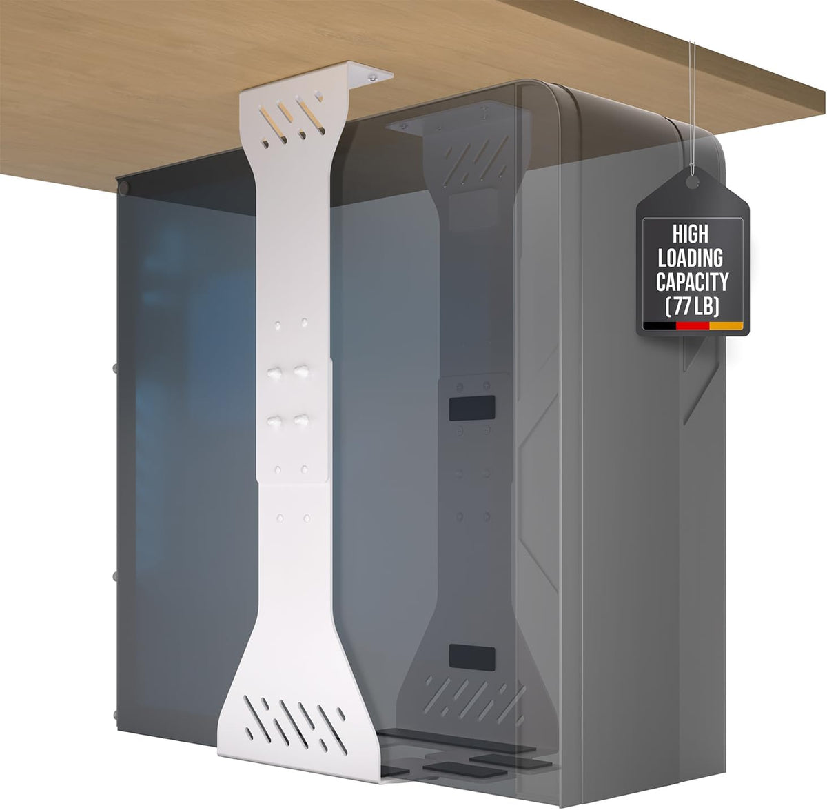 Heavy Duty Under Desk PC Holder – Up to 77 lbs Load Capacity - Adjustable Com...