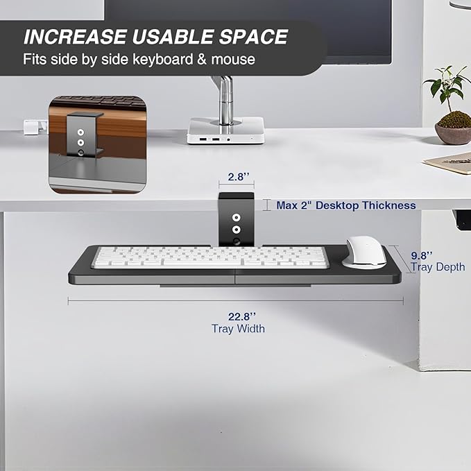 Large Under Desk Rotatable Computer Keyboard and Mouse Tray, Extra Sturdy Desk - Image 3