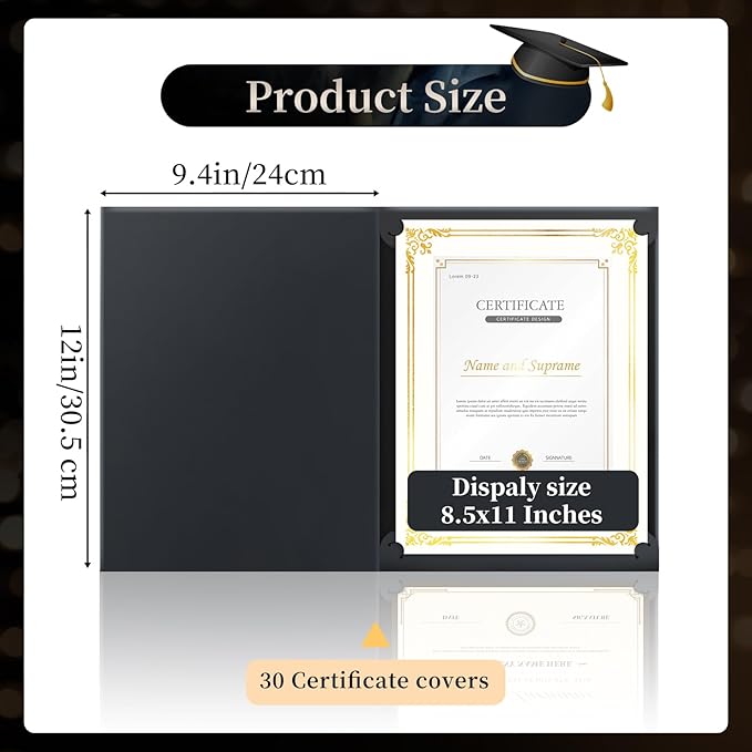 30 Packs Certificate Covers, Certificate Holders Gold Foil Border, - Image 2