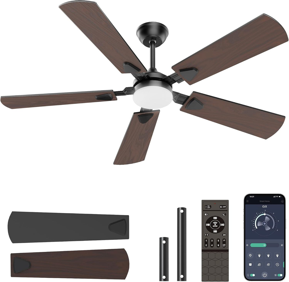 ceiling fans with lights, 52 inch modern ceiling, main product view
