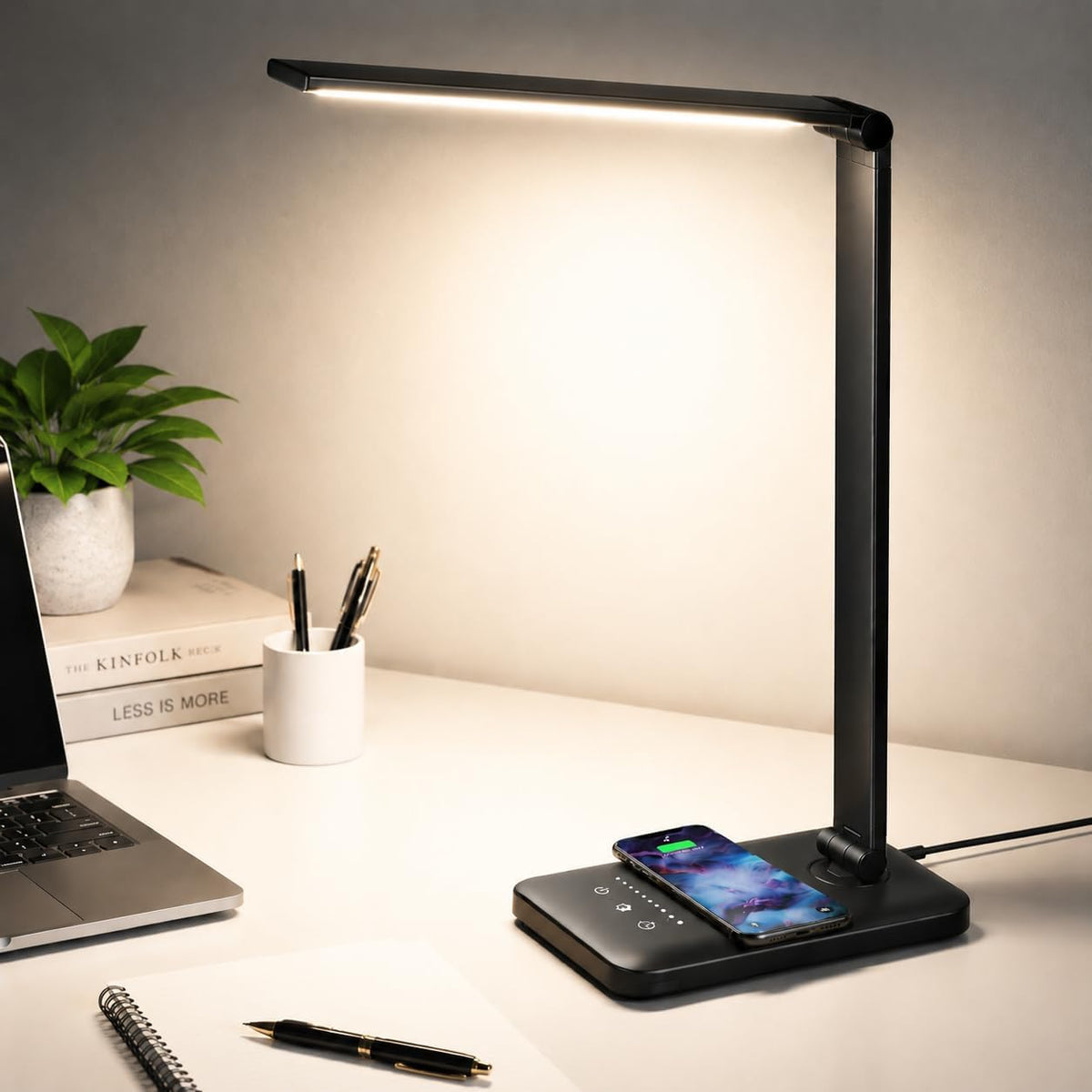 LED Desk Lamp with Wireless Charger,Touch Lamp for Home Office Dorm