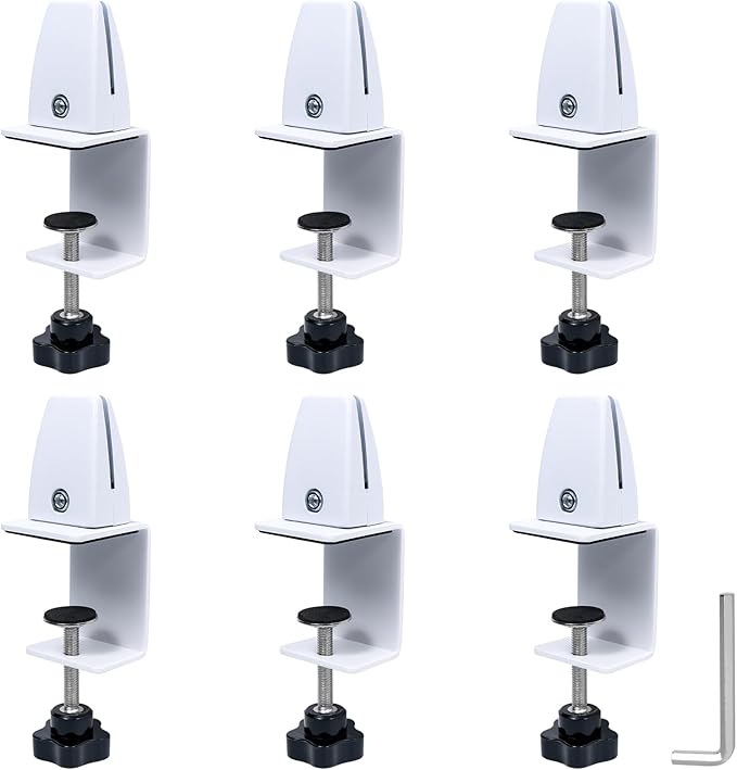 Adjustable Desk Divider Partition Clips, Sneeze Guard Support Clamps by Unknown