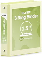 SUNEE 3 Ring Binder 1.5 Inch 1 Pack, Light Yellow by SUNEE