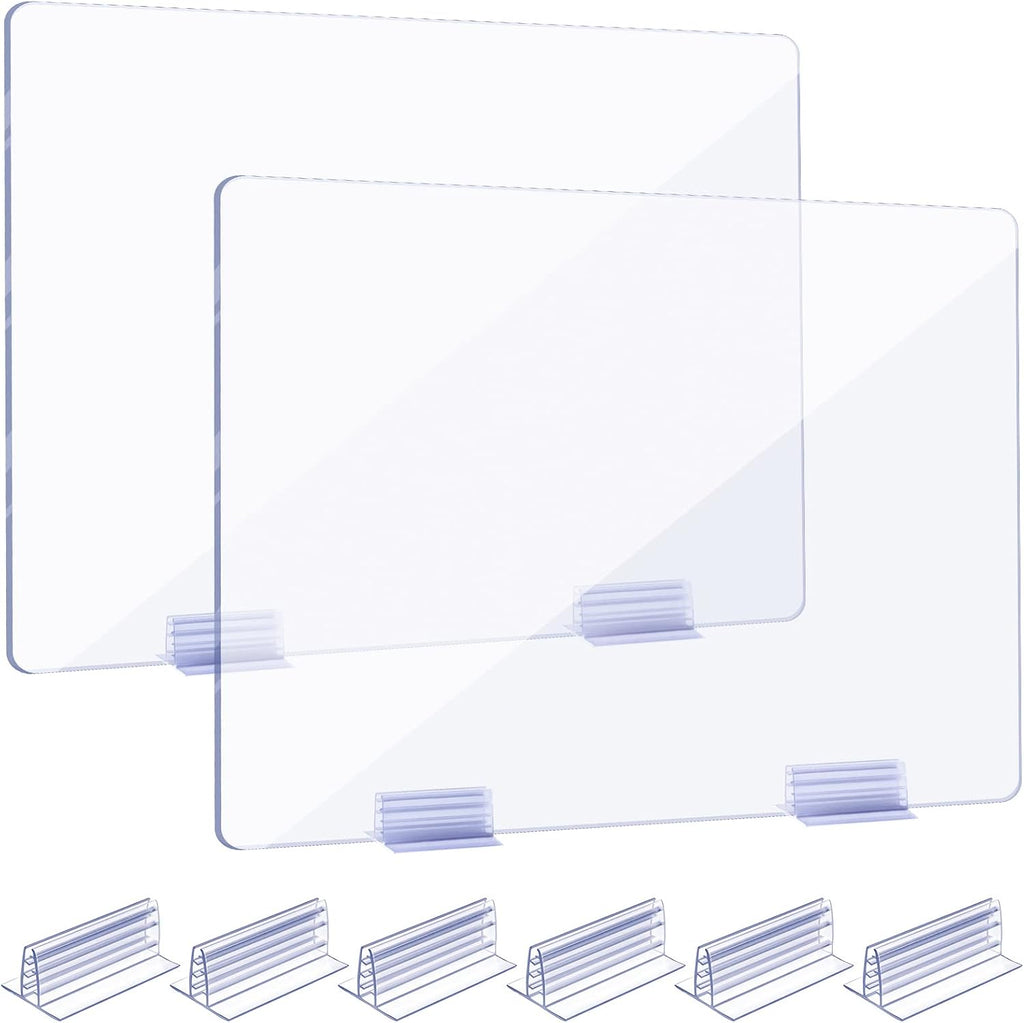 Weysat 6pcs Counter Desk Acrylic Panels Holder and 2 Pcs Acrylic Desk Divider