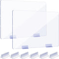 Weysat 6pcs Counter Desk Acrylic Panels Holder and 2 Pcs Acrylic Desk Divider