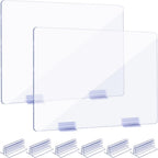 Weysat 6pcs Counter Desk Acrylic Panels Holder and 2 Pcs Acrylic Desk Divider