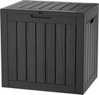 TARKARI 35 Gallon Lockable Resin Deck Box, Waterproof & UV-Resistant Outdoor by Home