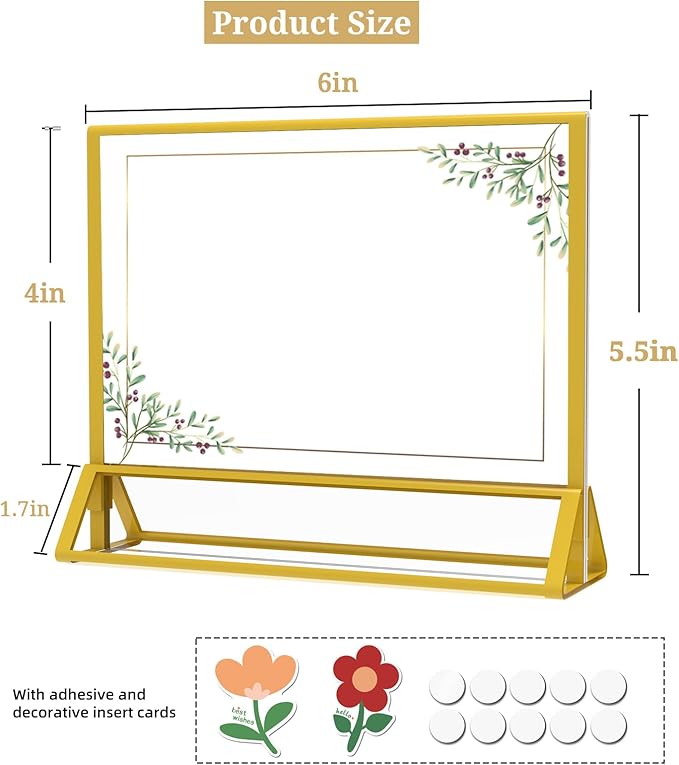 PPH-Sisy Clear Acrylic Sign Holder 6x 4 Horizontal Double Sided Gold Frame - Image 2
