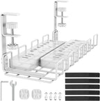 Under Desk Cable Management Tray, L 15.7''W 6.3'' No Drill Steel Desk Cable by REFLYING