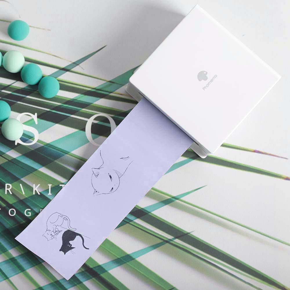 Phomemo Colorful Thermal Sticker Paper M02/M02 Pro/M02S/M04S Mini Printer | Black Character on Mint Green/Purple/Orange, 50mm x 3.5m, Diameter 30mm, 3 Rolls