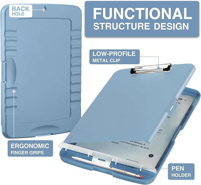Sooez Clipboard with Storage, High Capacity Nursing Clip Board 8.5 x 11 with - Image 2