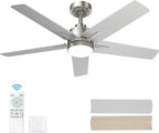 52 inch brushed nickel ceiling fan with light, main product view