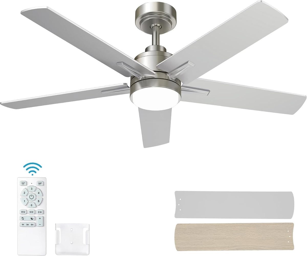 52 inch brushed nickel ceiling fan with light, main product view