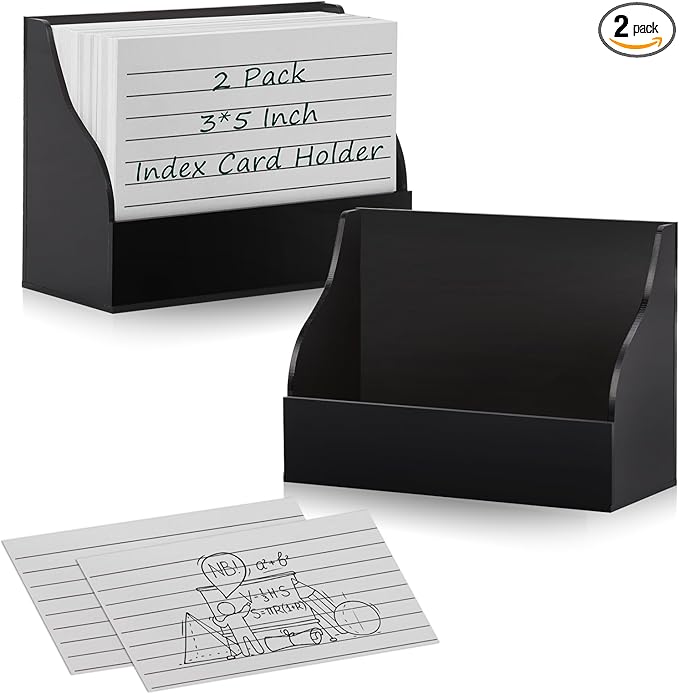 SHIQIKEJIPTY 2 Pack Black Index Card Holder 3 X 5 Note Card Organizer Acrylic by SHIQIKEJIPTY