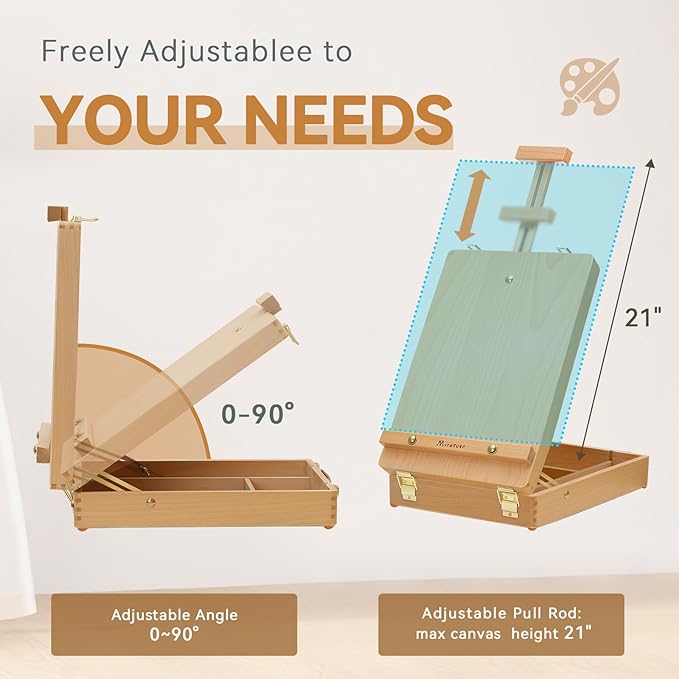 Tabletop Art Easel for Painting, Premium Wooden Sketchbox, Portable Desktop - Image 3