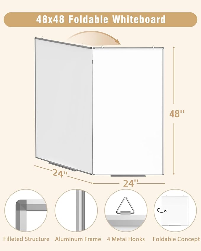 48"X 48" Large Magnetic Dry Erase Whiteboard, Removable Wall Hanging Board - Image 4