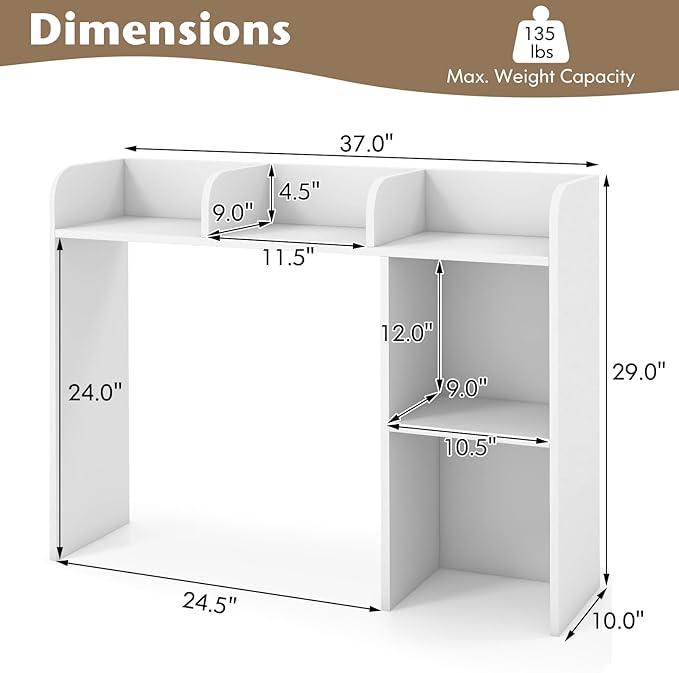 Tangkula Desktop Bookshelf, Countertop Storage Hutch - Image 3