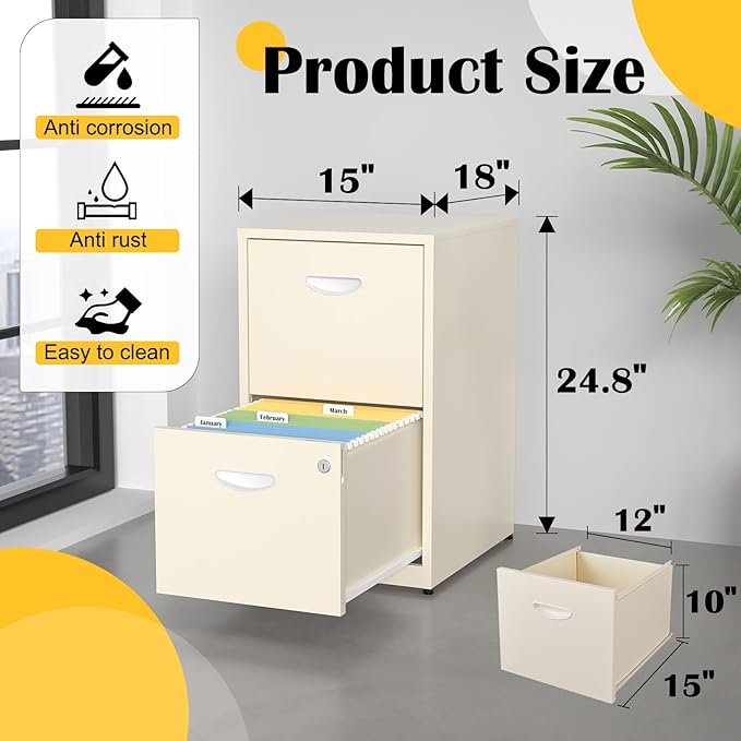 SteeLoong 2 Drawer File Cabinet - Image 3