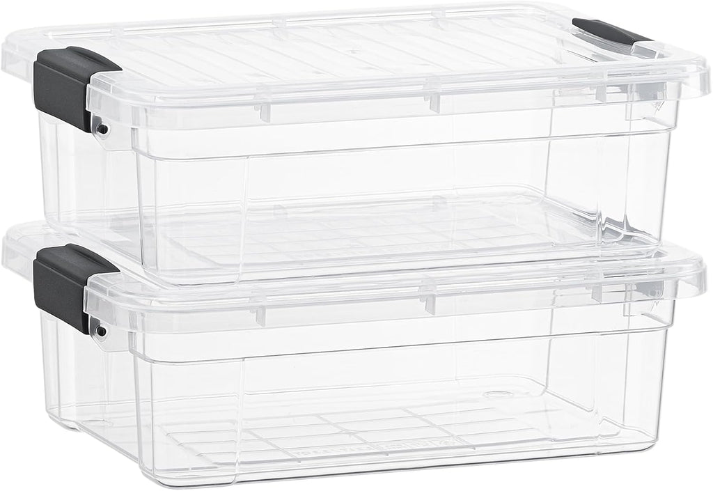 Superio Storage Bins with Lids- 2 Pack, 7.4 Qt Clear Boxes
