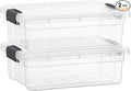 Superio Storage Bins with Lids- 2 Pack, 7.4 Qt Clear Boxes by Superio