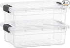 Superio Storage Bins with Lids- 2 Pack, 7.4 Qt Clear Boxes by Superio