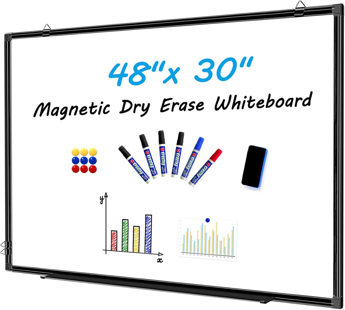 H-Qprobd 48"x30" Magnetic White Board Dry Erase Wall Mount Whiteboard