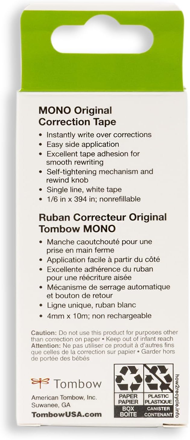 Tombow 68627 MONO Correction Tape, Non-refillable, 1/6" x 394" - Image 3
