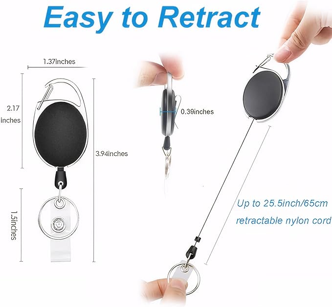 SOVYOULIVE 5 Pack Heavy-Duty Retractable Badge Holders - Image 2