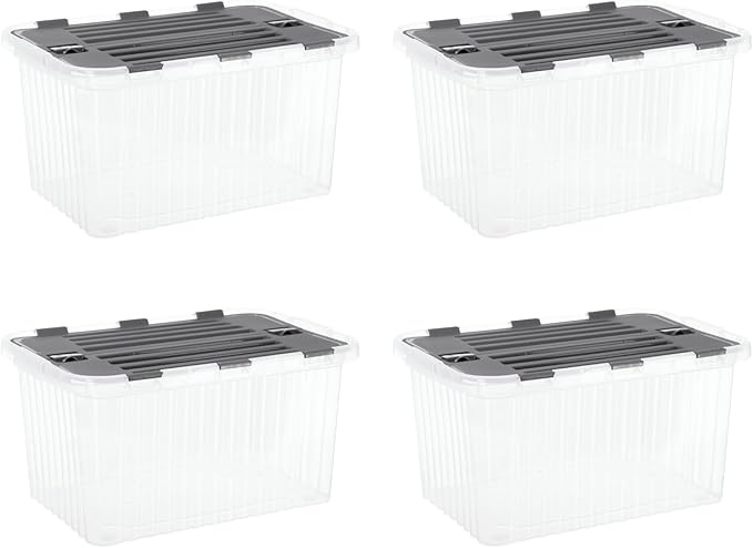Superio Storage Bins with Lids, Stackable Totes, BPA Free, Odor Free, Organizer by Superio