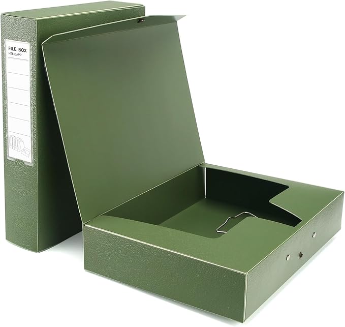 HUA JIE 2 Pack A4 Storage File Boxes Archives Case, 65mm Spine, Box File by HUA+JIE