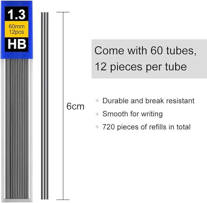Coopay 720 Pieces Lead Refills 1.3 mm HB Break Resistant Mechanical Pencil - Image 3