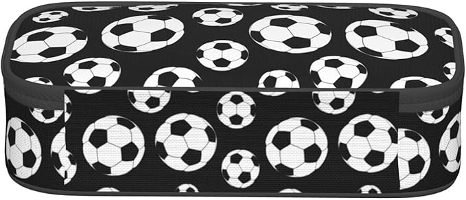 Black And White Soccer Ball Pencil Case Big Capacity Storage Pencil Pouch - Image 4