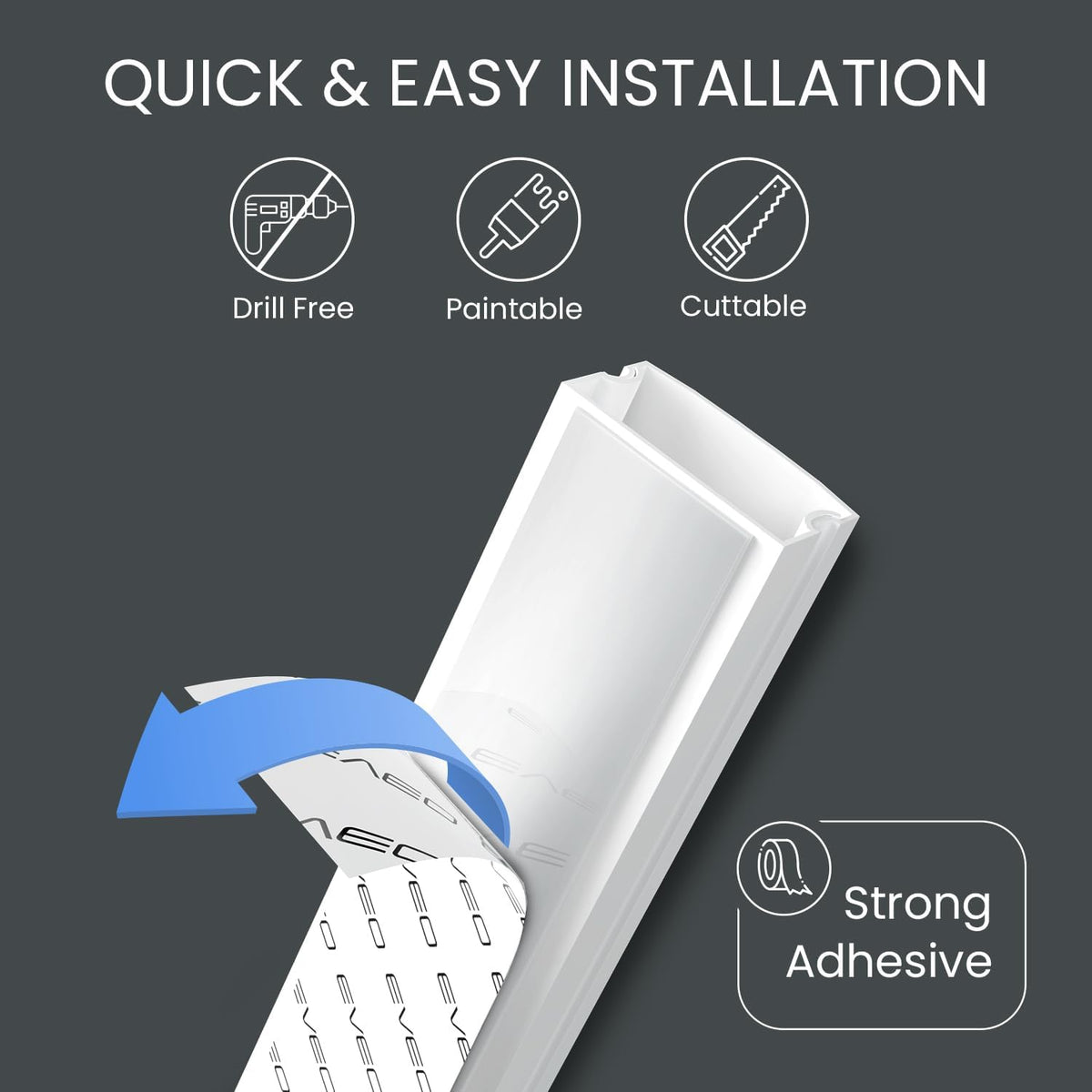 EVEO Cable Hider Wall 306” - Cable Raceway Cord Hider - Wire Covers for Cords...